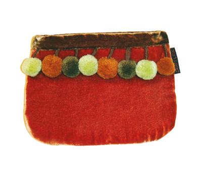 Orange Pom-Pom Purse